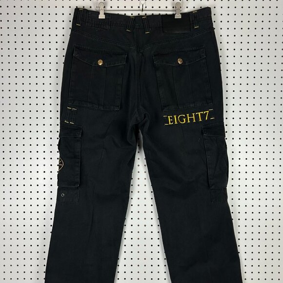 Eight 732 Y2K Baggy Pants 40x34 Black Cargo Gothic Streetwear Skate Wide Leg 90s - Picture 5 of 8